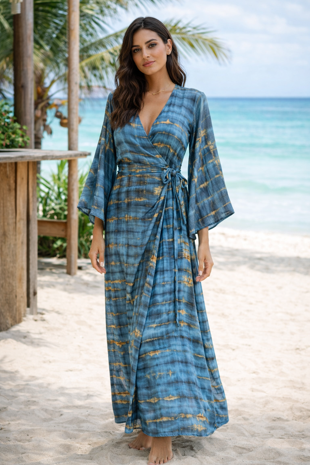 Vestido largo cruzado tie-dije