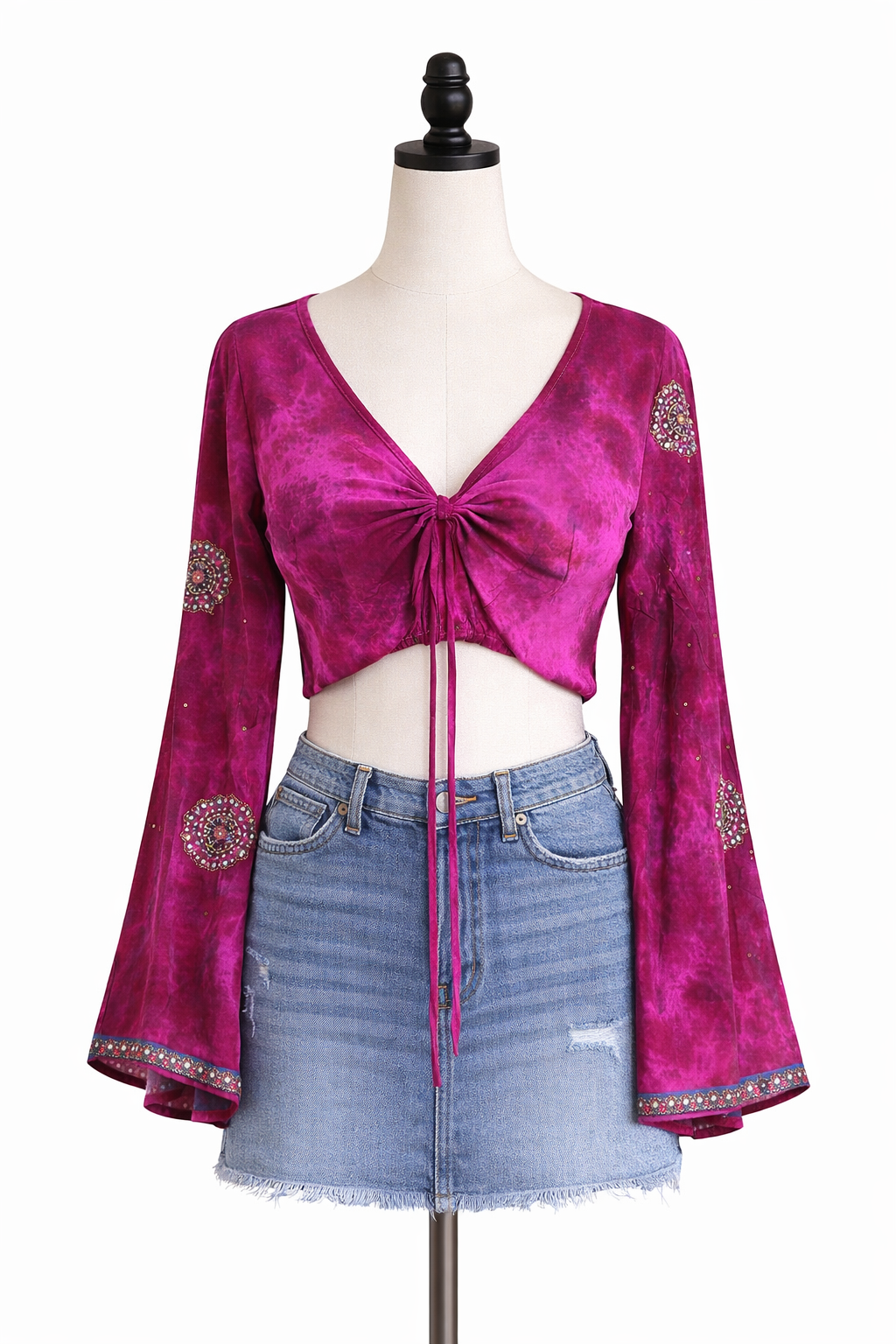 Top boho chic de seda fucsia