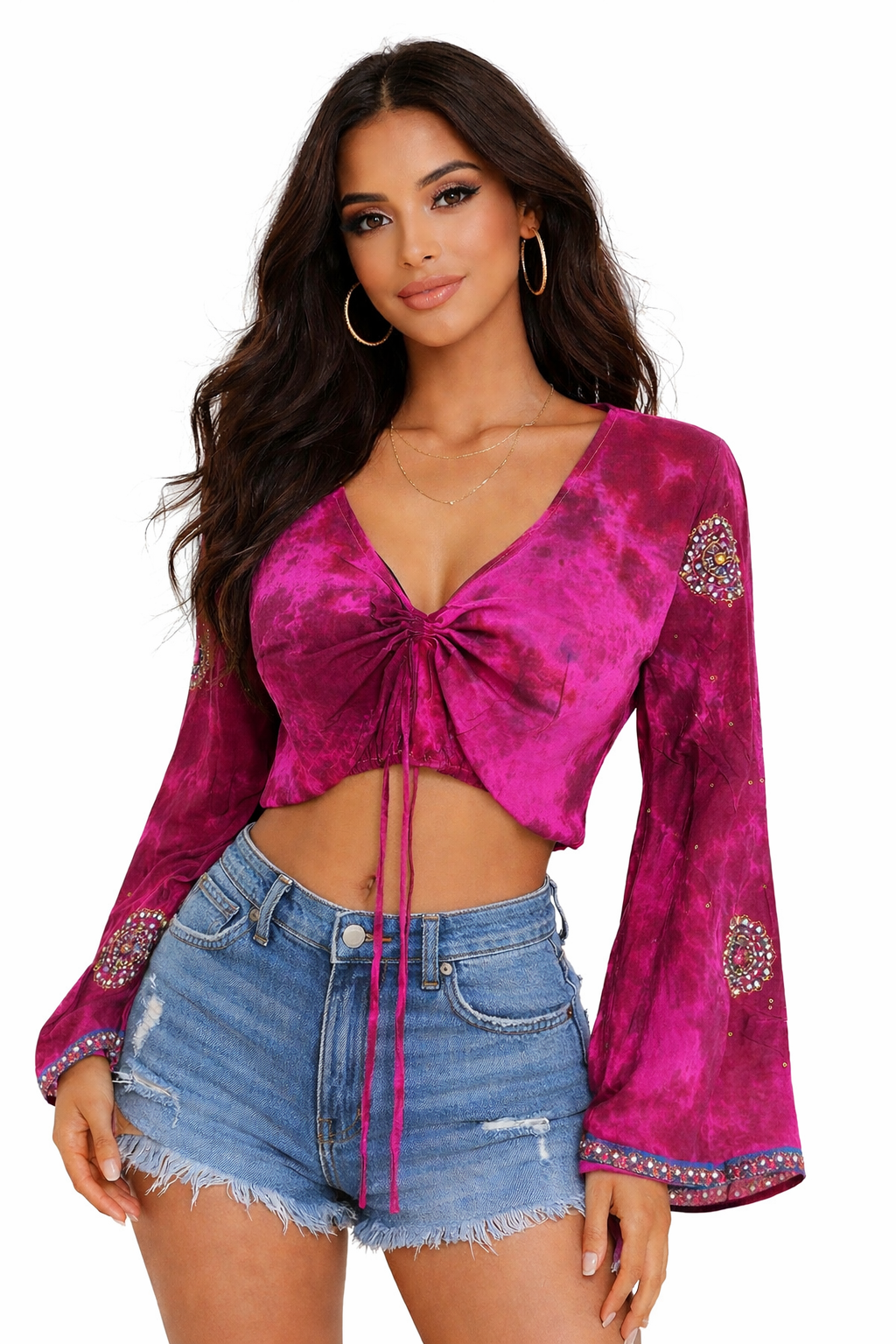Top boho chic de seda fucsia