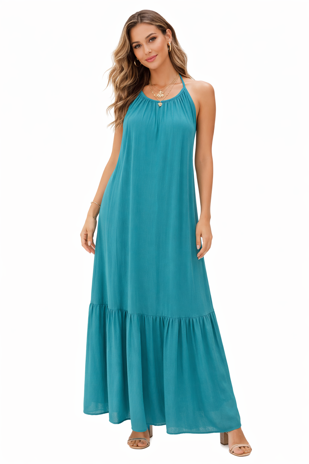 Vestido halter turquesa